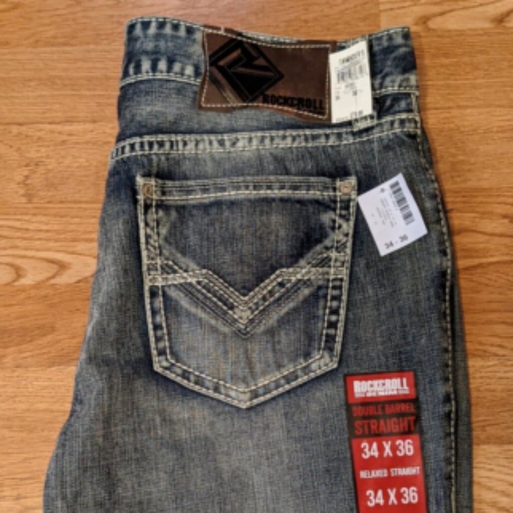 NEW Rock & Roll Denim Men's Double Barrel Straight ReFlex Denim 34/36 NWT